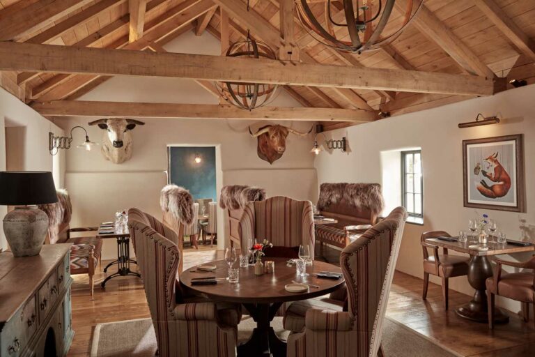 A dining room at The Farmers Arms in Woolsery