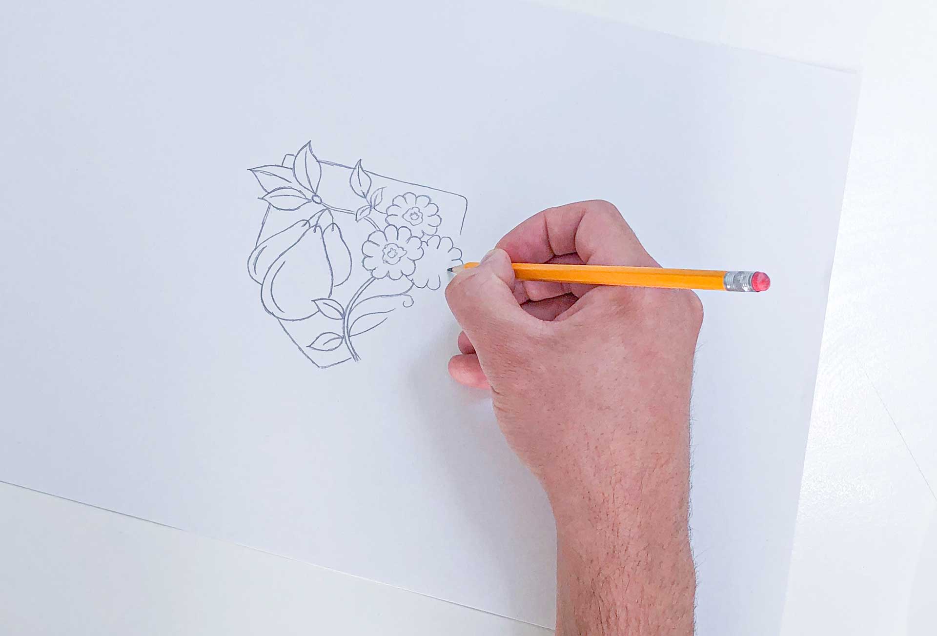 Hand Drawing the Logo of J. Andrew Shop & Post Office in Woolsery